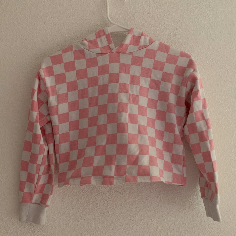 Girls Pick Checker Cropped Hoodie